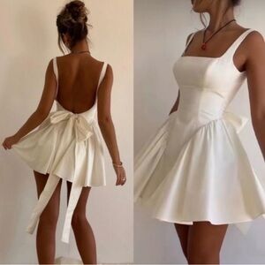 Commense White Open Back Cowgirl Mini Dress